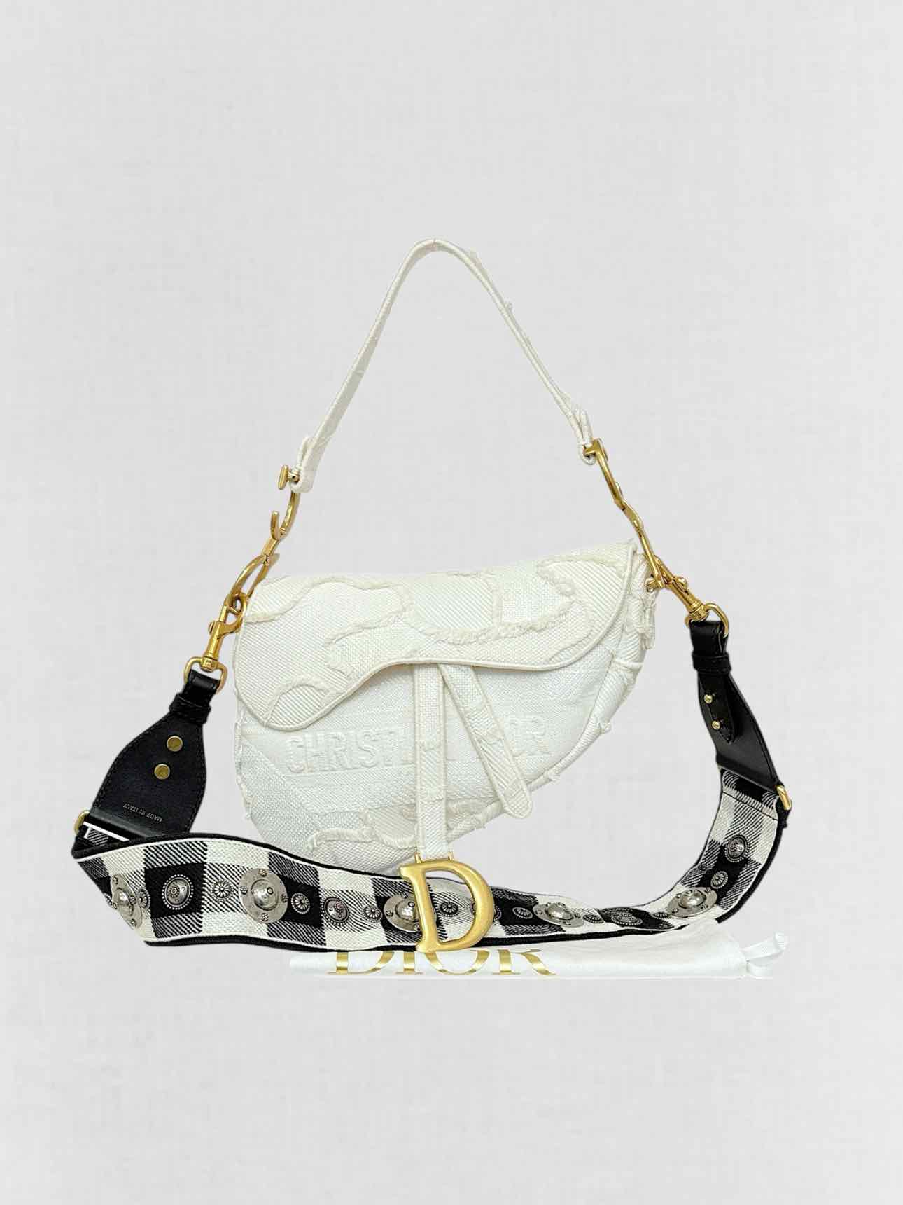 DIOR White Oblique Saddle Bag