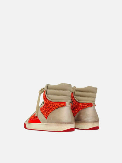 LANVIN Hand Beaded Beige & Orange Sneakers