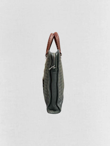 BOTTEGA VENETA Burgundy & Green Latticing Laptop Bag