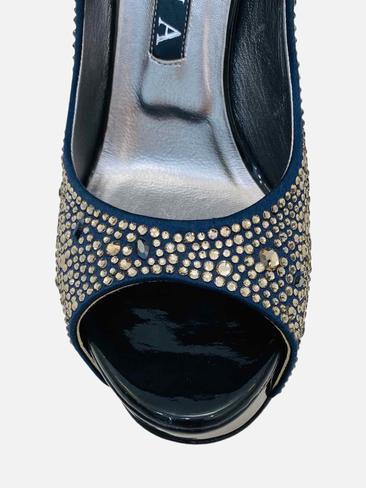 GINA Open Toe Navy Blue & Bronze Size EU 40 Pumps