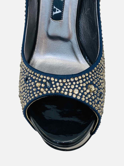 GINA Open Toe Navy Blue & Bronze Size EU 40 Pumps