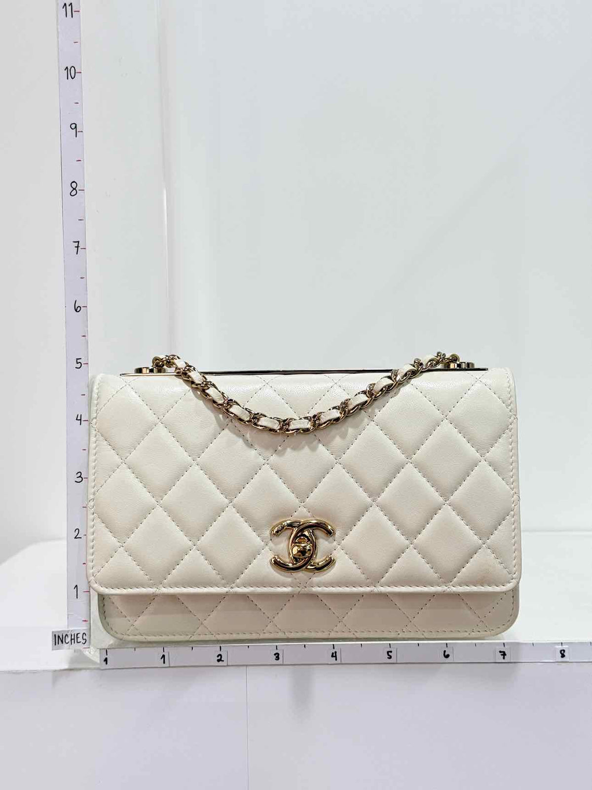 CHANEL Trendy CC WOC White Quilted Shoulder Bag