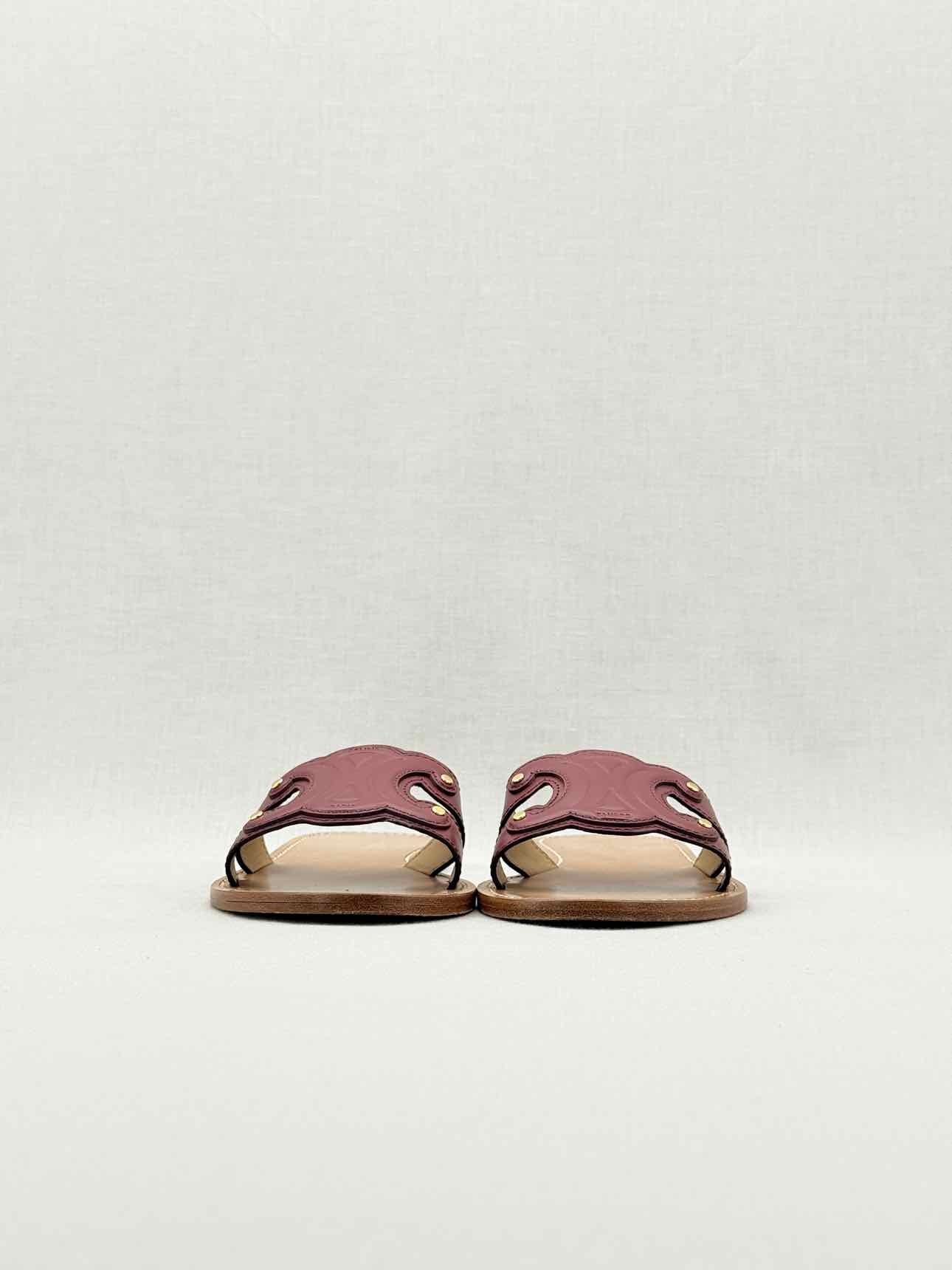 CELINE Triomphe Burgundy Size EU 38 Sandals