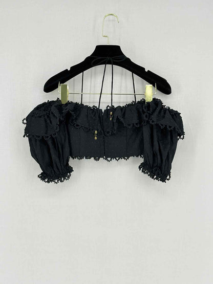 ZIMMERMANN Alia Black Ruffled Size US 0 Outfit Set