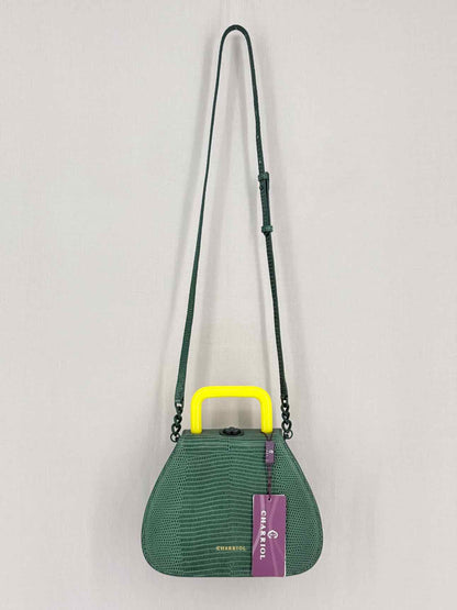 CHARRIOL Green Snakeskin Print Top Handle