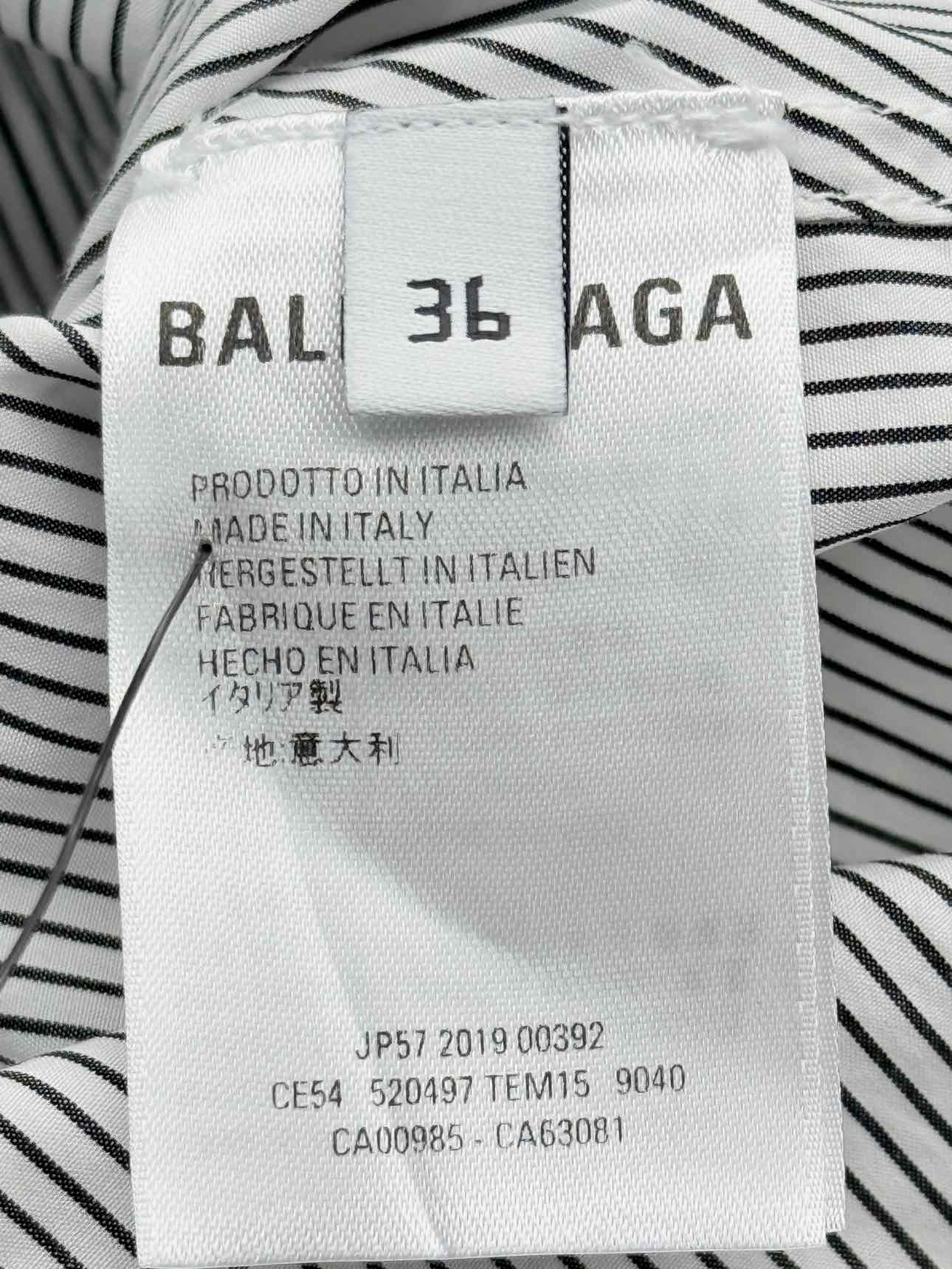 BALENCIAGA Black & White Striped Size US 0 Shirt