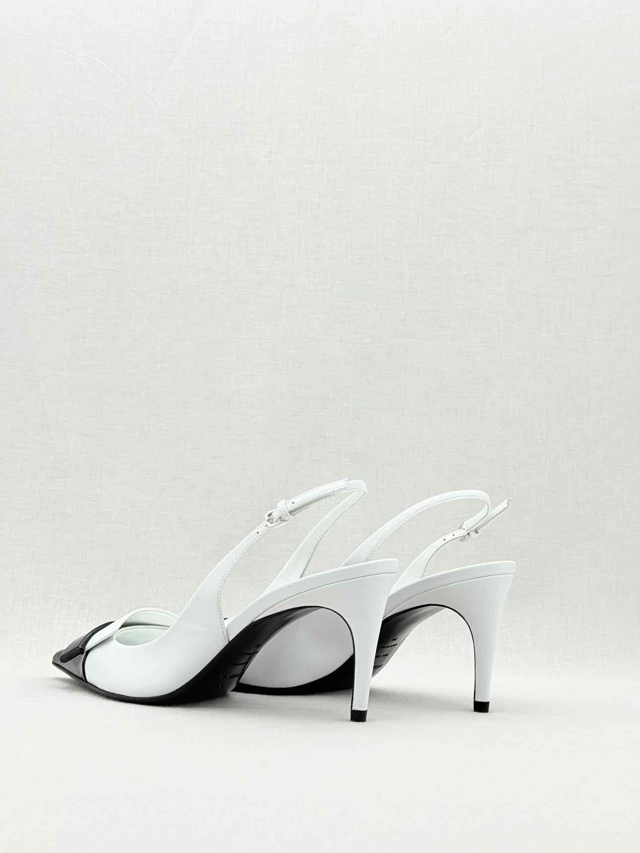 SERGIO ROSSI White & Black Size EU 39 Slingbacks
