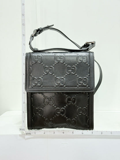 GUCCI Black GG Embossed Crossbody