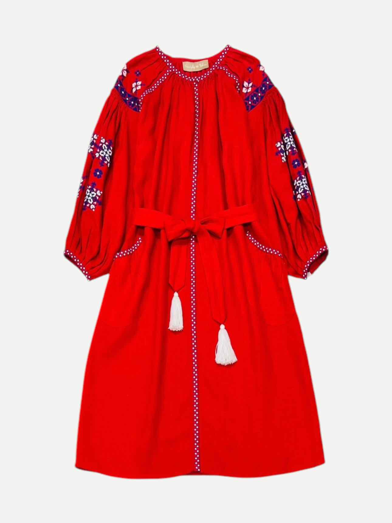 VARENKYKY Boho Red Midi Dress