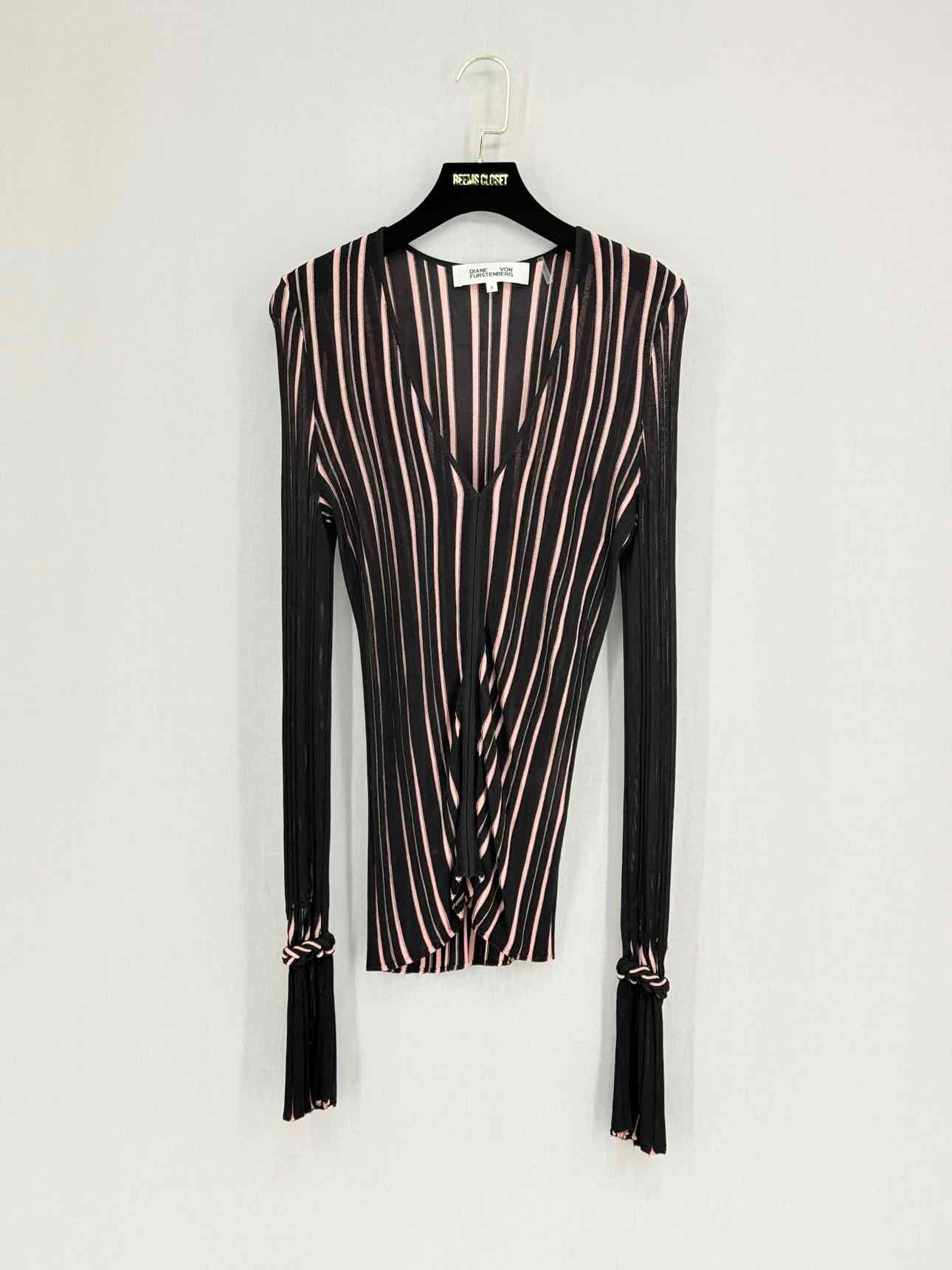 DIANE VON FURSTENBERG Black & Pink Size Small Top
