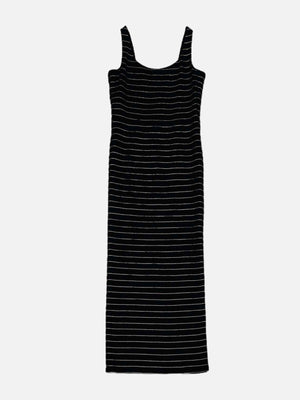 ESCADA Black & Gold Striped Size US 10 Long Dress