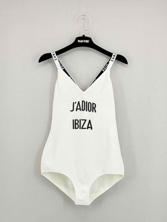 CHRISTIAN DIOR White & Black Size Medium Bodysuit