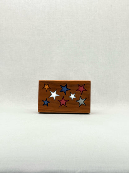 LINA BRAX Brown Multicolor Star Clutch