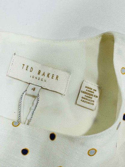 TED BAKER Belted Off-white Size Large Midi Dress