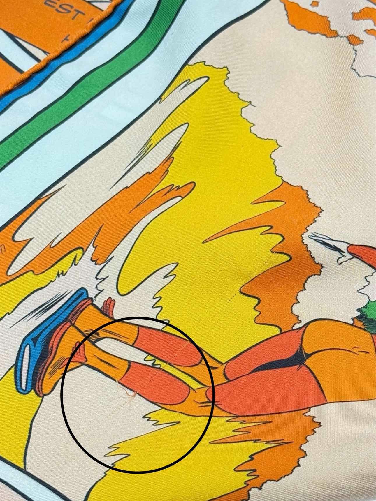 HERMES Orange Multicolor Printed Scarf