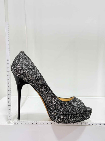 JIMMY CHOO Crown Black & Silver Size EU 39.5 Pumps