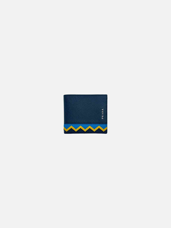 PRADA Blue w/ Yellow Compact Wallet