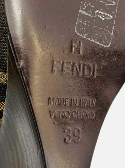 FENDI Slingback Black & Brown Size EU 39 Wedges