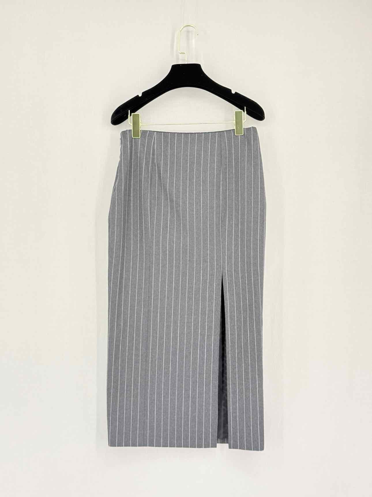 VERSACE Grey & White Pinstripe Size US 2 Midi Skirt