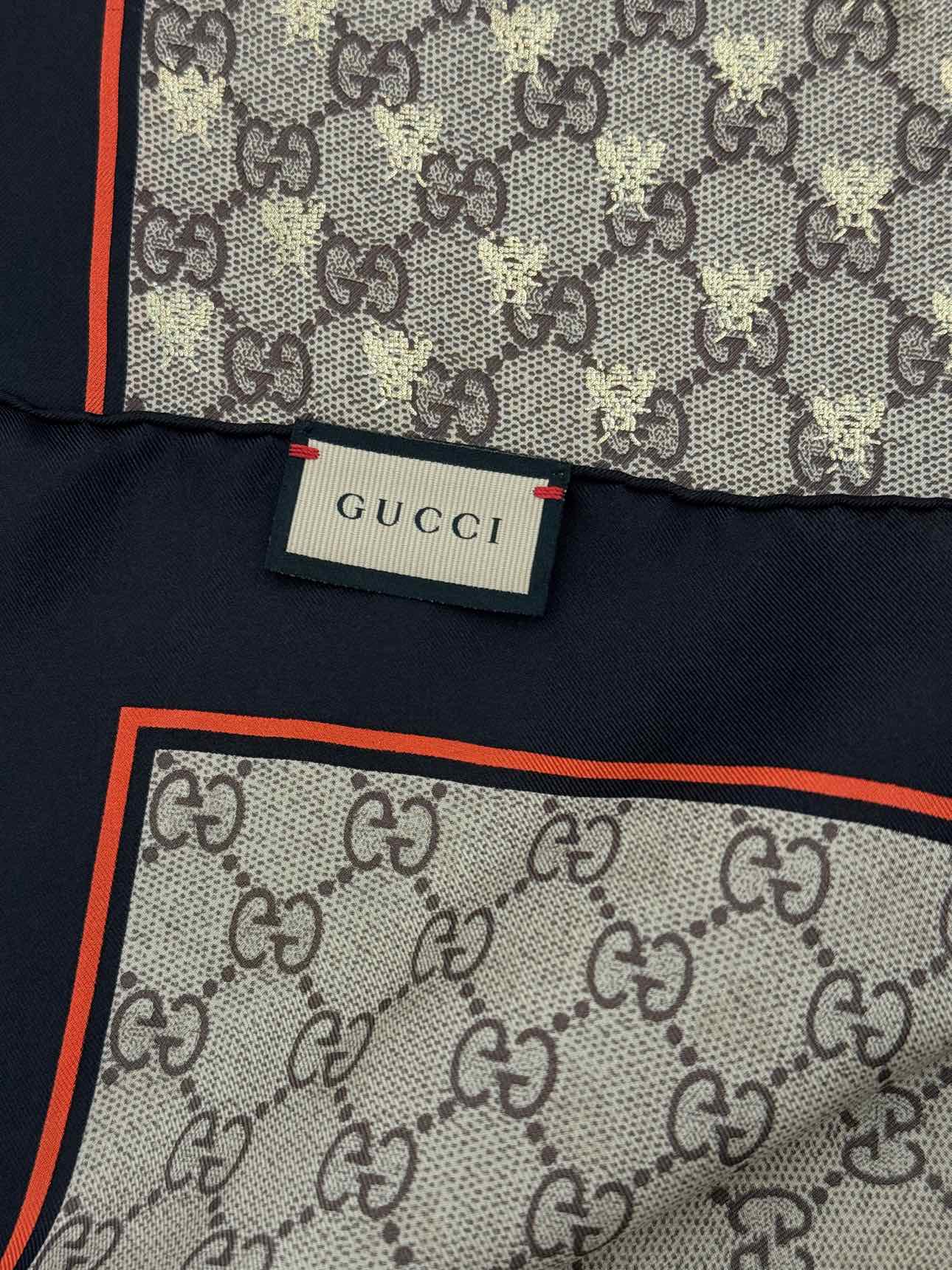 GUCCI Brown Multicolor Bee Scarf