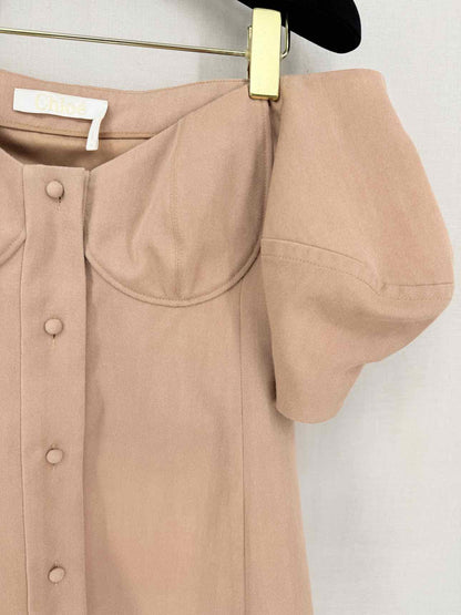 CHLOE Off-The-Shoulder Beige Size US 4 Outfit Set