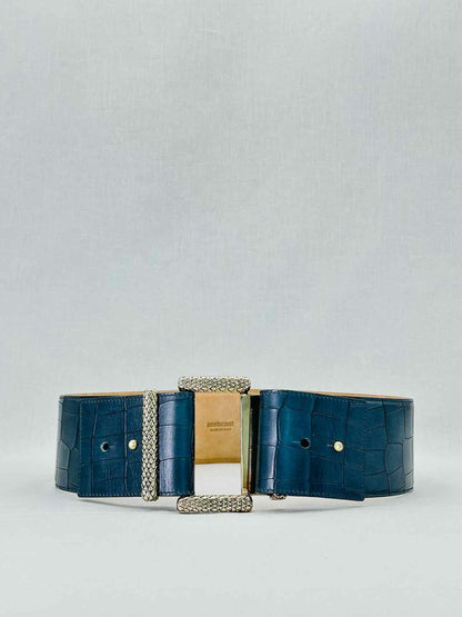 ROBERTO CAVALLI Blue Embossed Belt