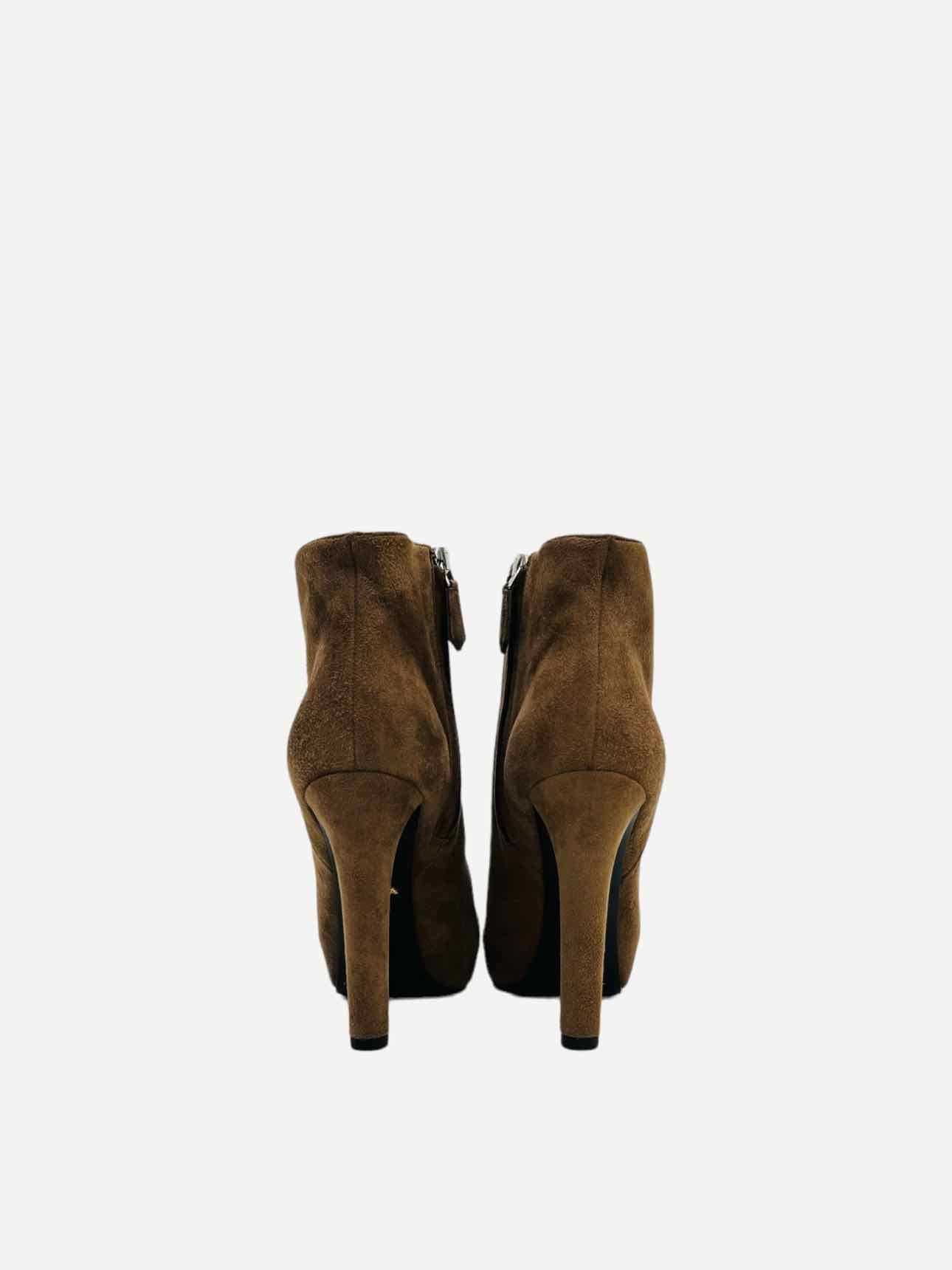 PRADA Platform Brown Ankle Boots 35.5