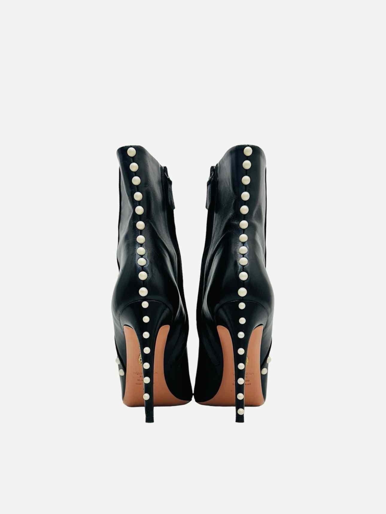 AQUAZZURA Studded Follie Black Ankle Boots 41