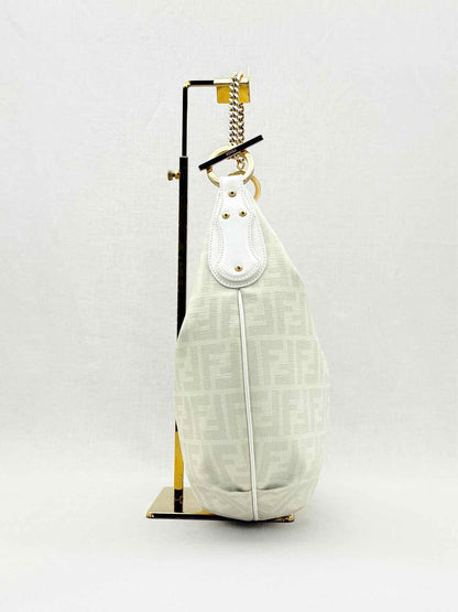FENDI Chef Chain White & Grey Zucca Hobo bag