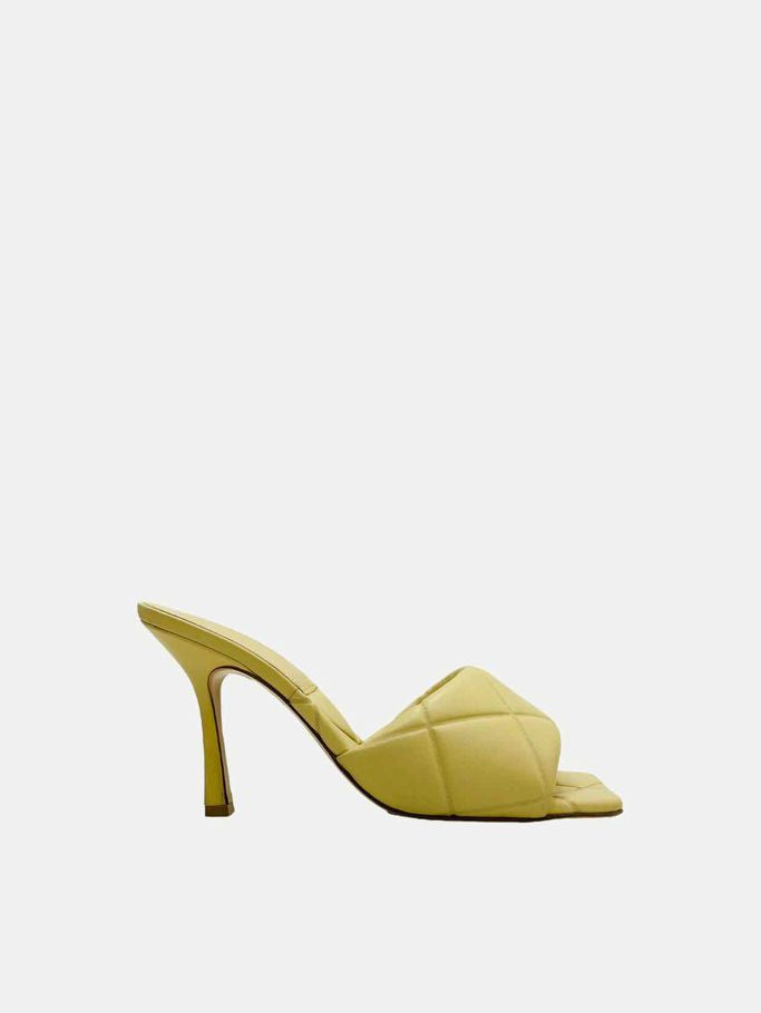 BOTTEGA VENETA Lido Yellow Quilted Heeled Sandals 39