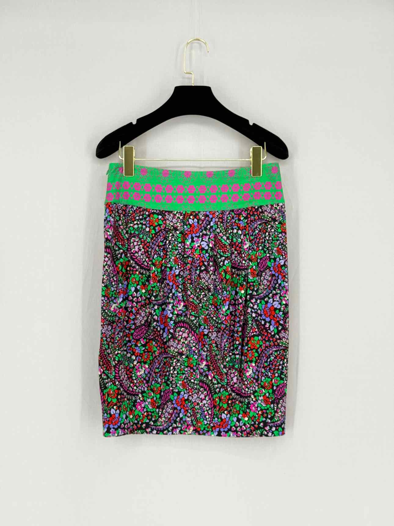 BLUMARINE Green & Pink Floral Size US 0 Mini Skirt