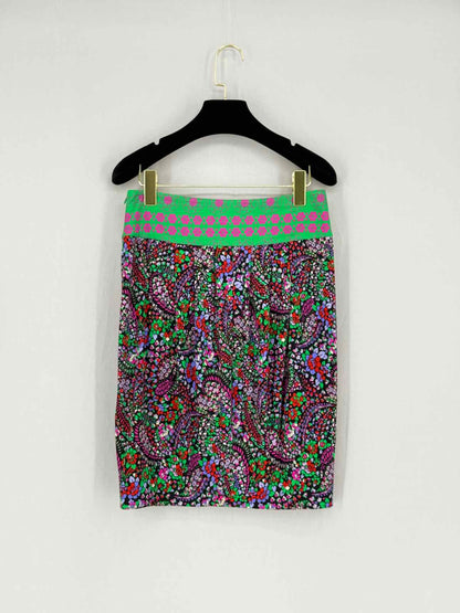 BLUMARINE Green & Pink Floral Size US 0 Mini Skirt