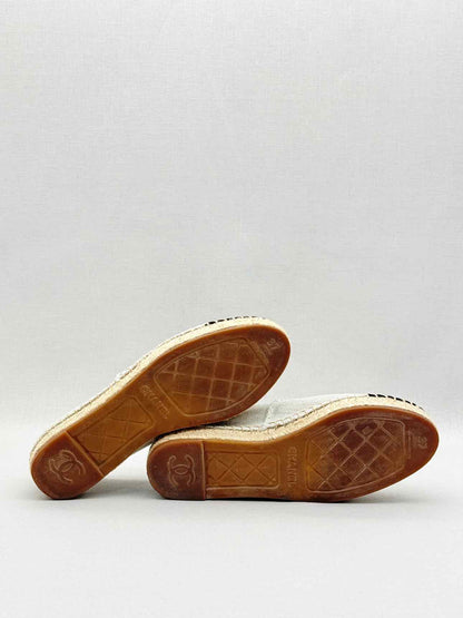 CHANEL Espadrille Beige & Black CC Size EU 37 Flats