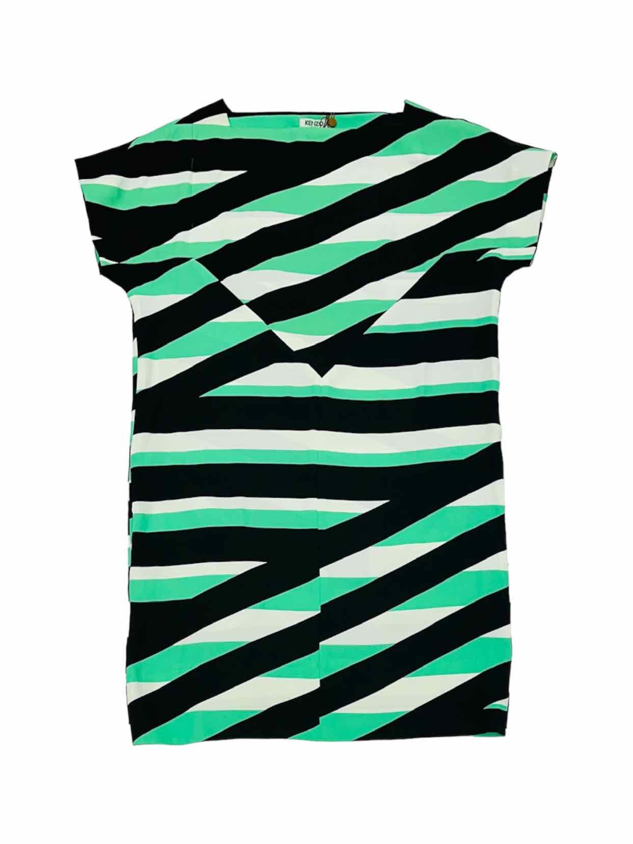 KENZO Mini Green & Black Stripes Mini Dress