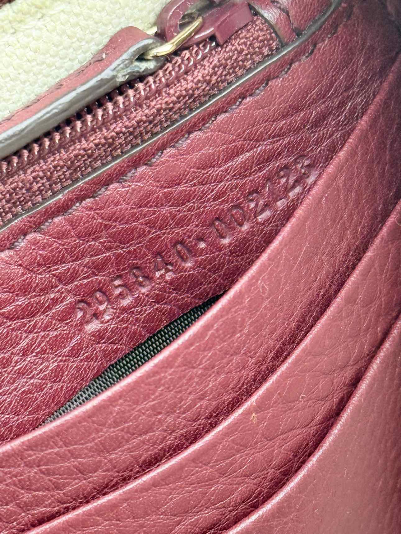 GUCCI Soho Burgundy GG Embossed Wristlet