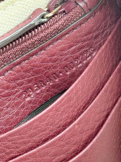 GUCCI Soho Burgundy GG Embossed Wristlet