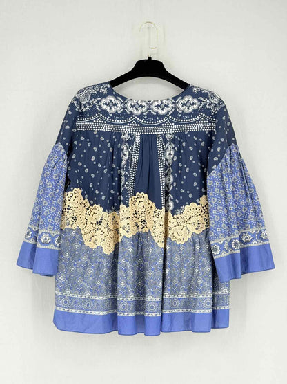 CHLOE Blue Multicolor Printed Size US 0 Blouse