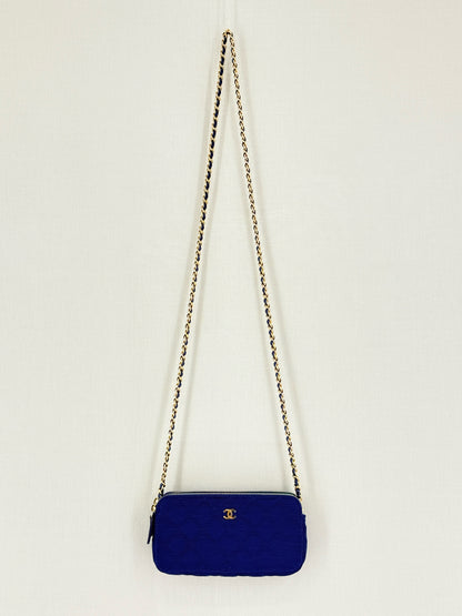 CHANEL Double Zip WOC Blue Quilted Crossbody