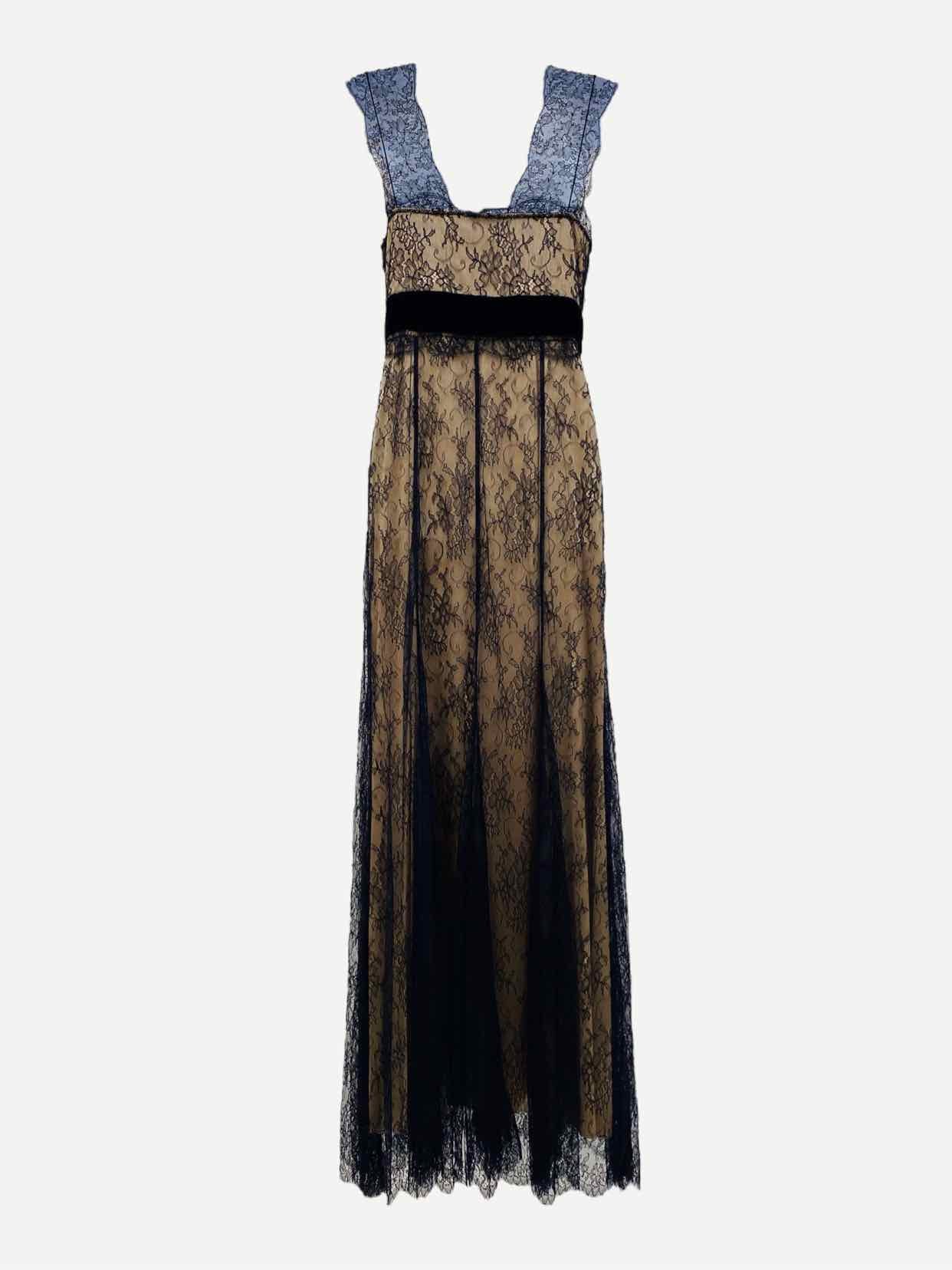 ELIE TAHARI Evening Dress Black & Beige Evening Dress