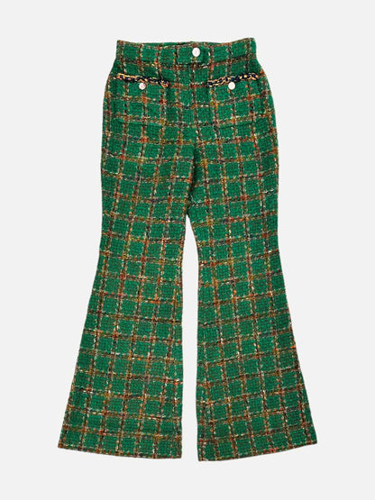 CHANEL 2023 Green Multicolor Plaid Size US 8 Pants