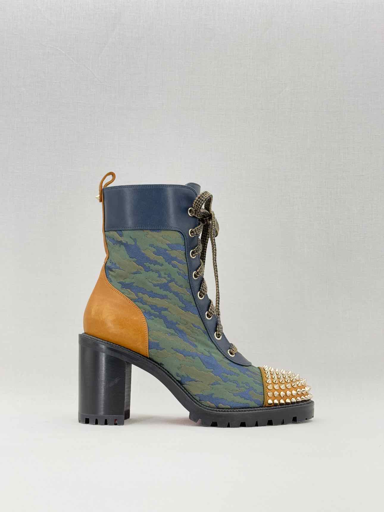 CHRISTIAN LOUBOUTIN Khaki & Tan Size EU 40 Ankle Boots