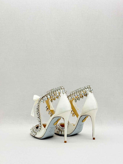 AQUAZZURA Stella Jeweled Bridle White Size EU 35 Pumps