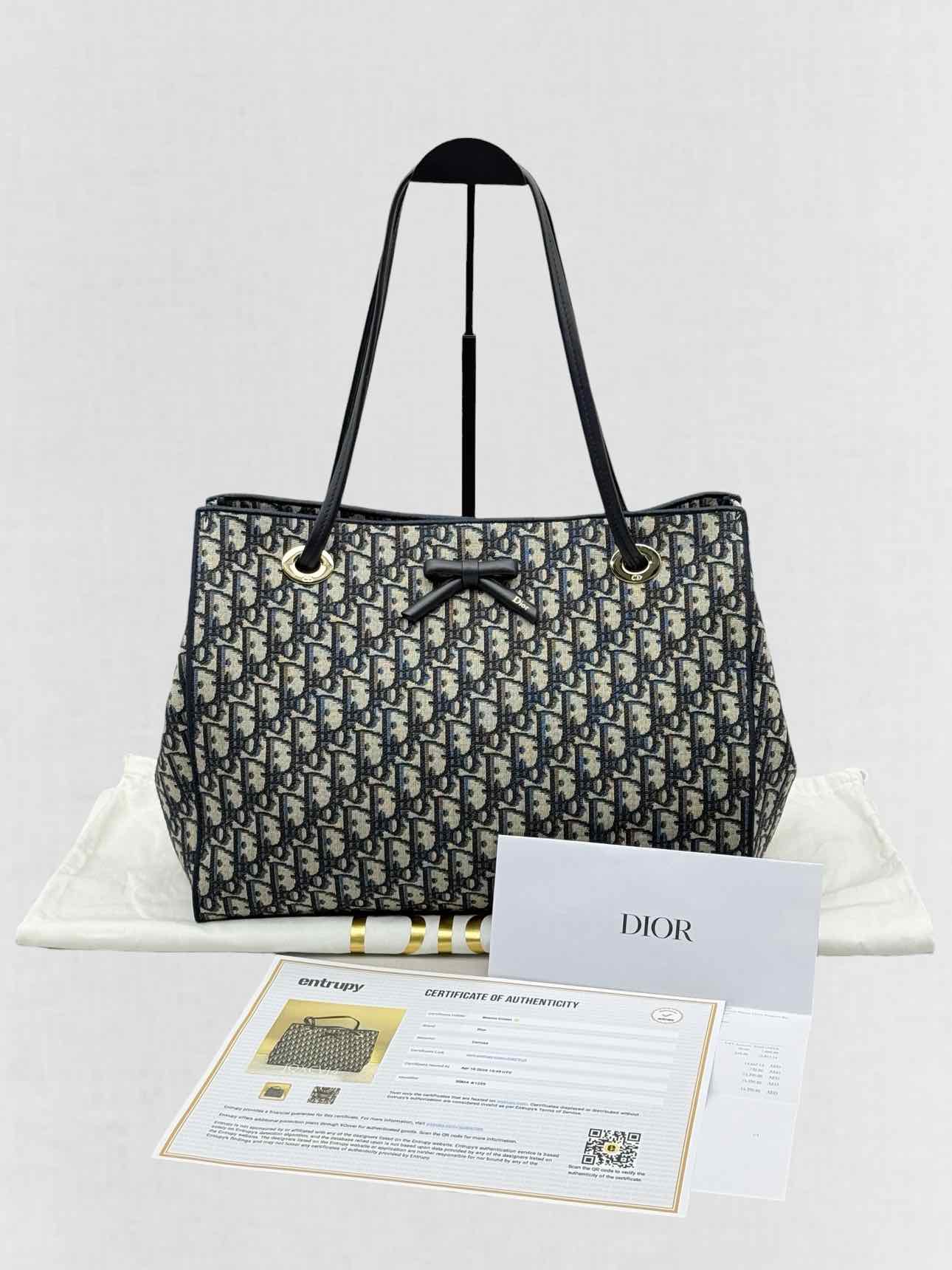 DIOR Promenade Blue & Beige Oblique Jacquard Tote Bag