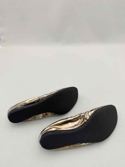 LANVIN Scrunch Metallic Gold Size EU 38 Ballet Flats
