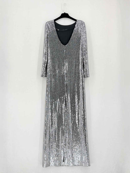 GUCCI Silver & Black Size XSmall Long Dress