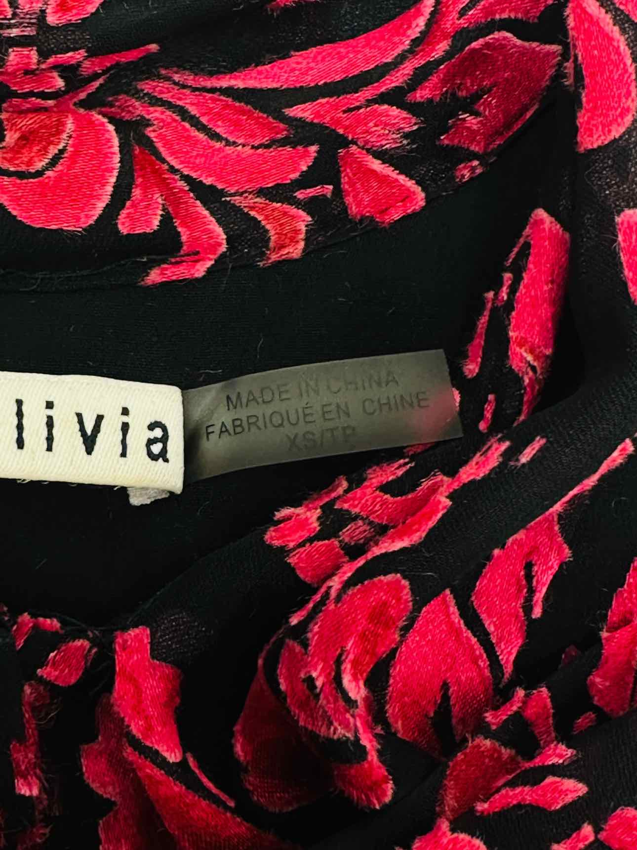 ALICE + OLIVIA Sheer Black & Pink Size XSmall Blouse