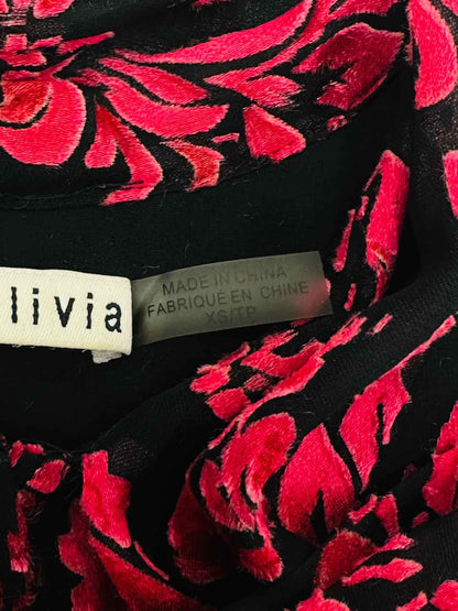 ALICE + OLIVIA Sheer Black & Pink Size XSmall Blouse