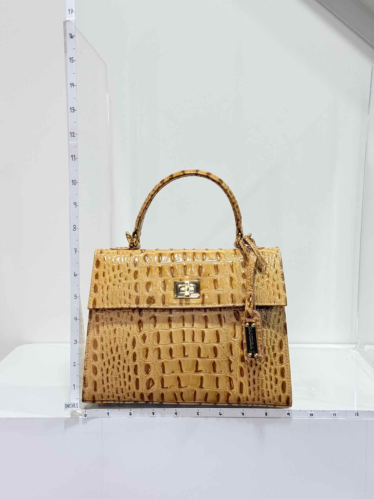SANDRA J Beige & Brown Top Handle