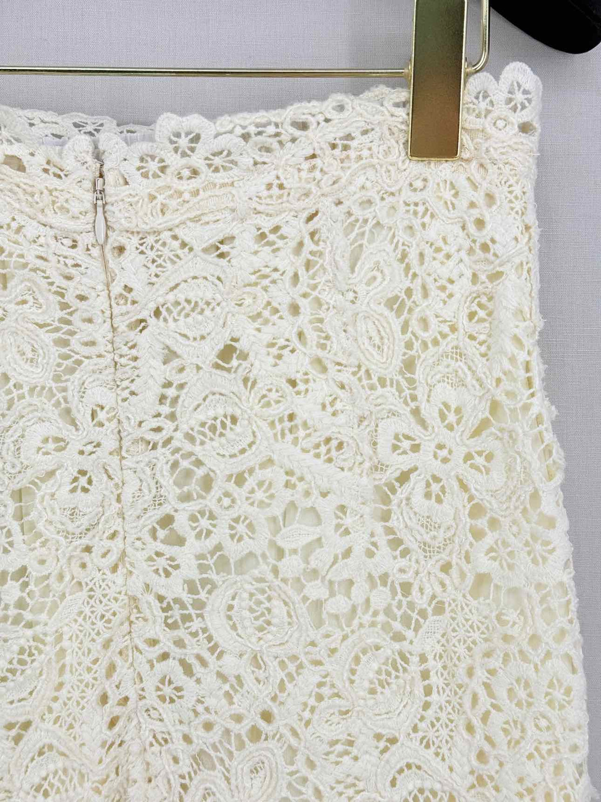 ERMANNO SCERVINO Cream Lace Size US 2 Knee Length Skirt