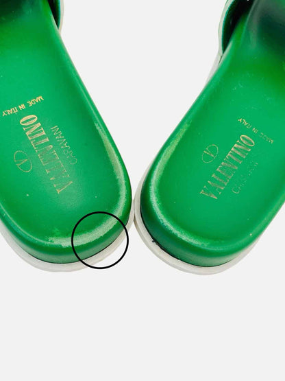 VALENTINO Rockstud Green Slides